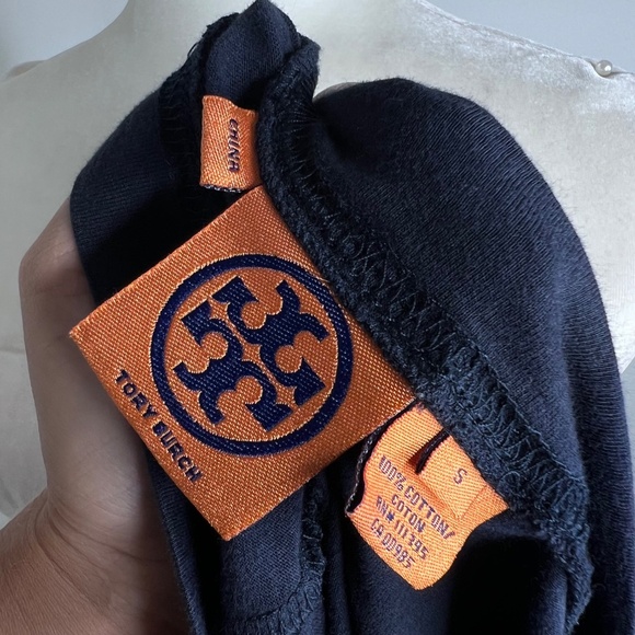Tory Burch Logo Navy Blue Cotton Shirt Top S - Picture 4 of 4